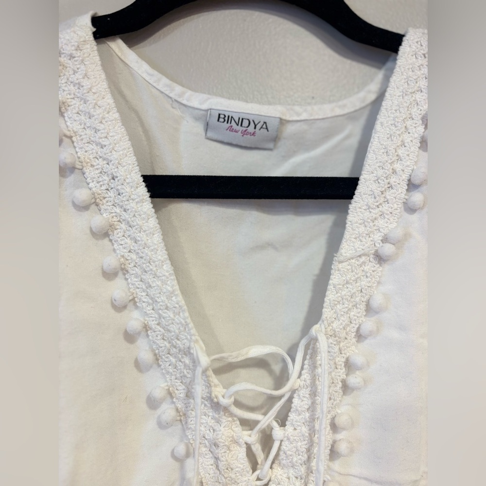 Bindya New York Boho White Swim Coverup Tunic Dress O/S - Picture 4 of 6